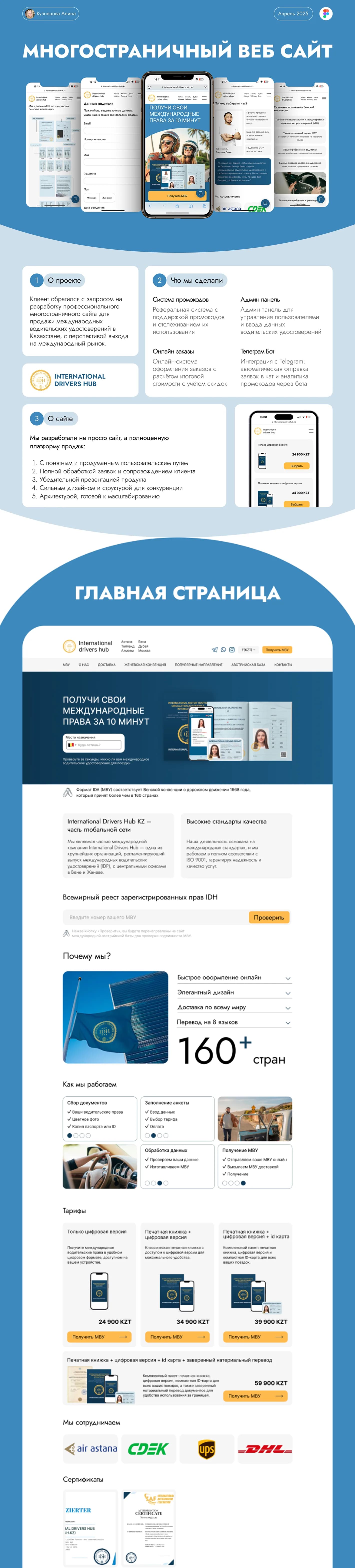 Главная и ключевые страницы International Drivers Hub